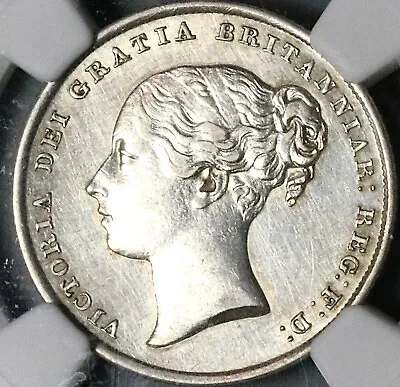 1845 NGC AU Victoria Shilling Great Britain Sterling Silver Coin (24012101C) • $149