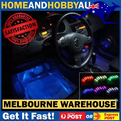 4pcs RGB LED Car Interior Lights Strips Foot Well Ambient Lighting Stripes • $16.76