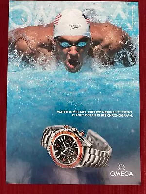 Michael Phelps For  Omega Chronograph Watches Print Ad - Great To Frame! • $6.95