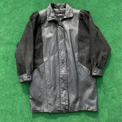 $16 • Buy Vintage Wilson’s Leather Jacket Men’s Size Medium Cheetah Skin Black Suede Coat