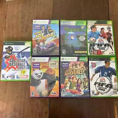 BUNDLE LOT 7 Xbox Xbox 360 Kinect Games FIFA Baseball Kids Adventure • $20