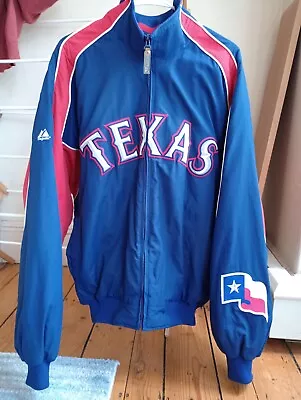 Texas Rangers MLB Authentic Majestic Full Zip Jacket Size LARGE Vintage • $75