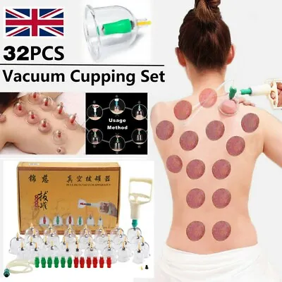 32Pcs/Set Cupping Vacuum Massage Suction Cups Set Therapy Health Acupuncture Kit • £13.99