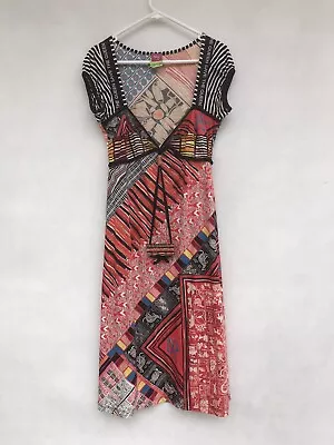 $59 • Buy 🔹 Save The Queen Stretch A-line Dress Multicoloured Print Made In Italy Size L
