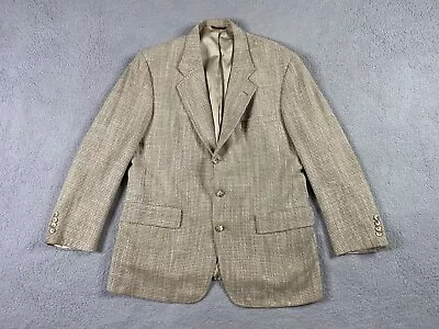 Hart Schaffner Marx Suit Jacket Mens 40 R Oatmeal Tweed Basketweave Hopsack VTG • $49