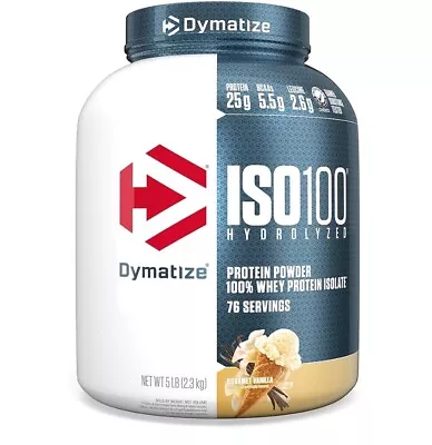 Dymatize ISO100 Hydrolyzed Whey Isolate Protein Powder Gourmet Vanilla 5 Lb USA • $69.99