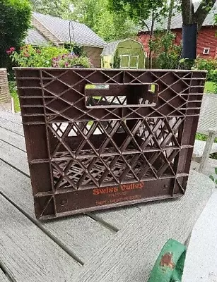 Vintage  Swiss Valley Farms Dairy Brown Plastic Milk Crate • $12