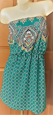 Xhileration Teal Paisley And Check Bandeau Top Dress Size S NWT • $39.38