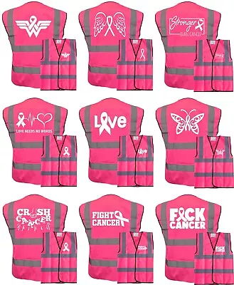 Cancer Awareness Hi Vis Pink Vests Charity Walks Mud Runs Race For Life • £7.99