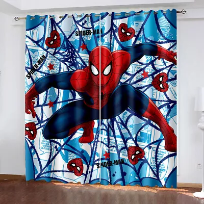 Kids Boys Hero Spiderman Thick Blackout Curtains Thermal Ring Top Eyelet Gift L1 • £36.76