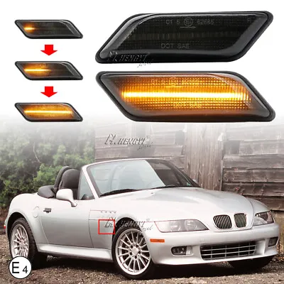 Smoked Front Dynamic Led Side Marker Turn Signal Light For 1994-2002 BMW E36 Z3 • $22.11