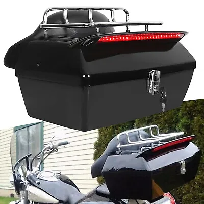 New Hard Motorcycle Trunk Luggage For Honda Shadow VTX W/Tail Light & Rack • $89.50