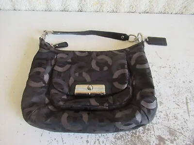 Coach Black Leather Handbag Shoulder Purse E1182-18295 Chrome Hardware Very Nice • $24.99