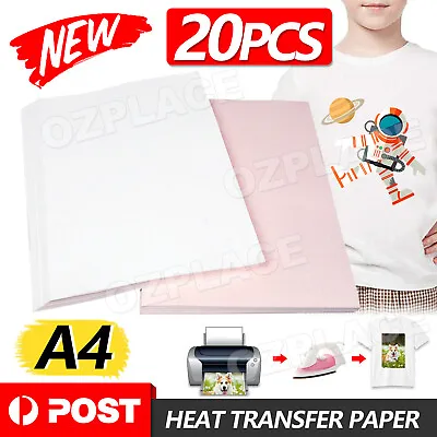 $9.95 • Buy 20 Sheets A4 Iron Heat Transfer Paper For Non-cotton T-shirt Inkjet Printer DIY