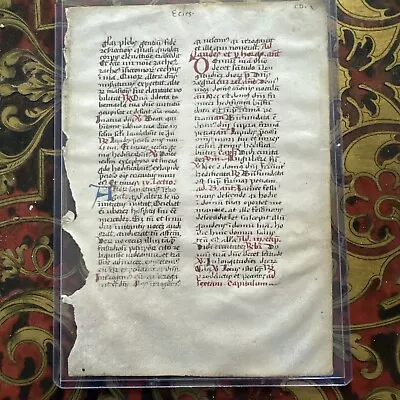 C 1380-1425 MEDIEVAL ILLUMINATED MANUSCRIPT BREVIARY LEAF -  FRANCE DOCUMENT • $175