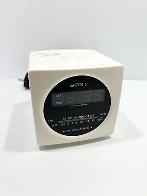 Sony Dream Machine Digicube Fm/am 2 Band Digital Clock Radio White • $28.95