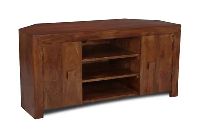 £299.95 • Buy Living Room Furniture Dark Dakota Solid Mango Wood Corner Tv Unit (45n)