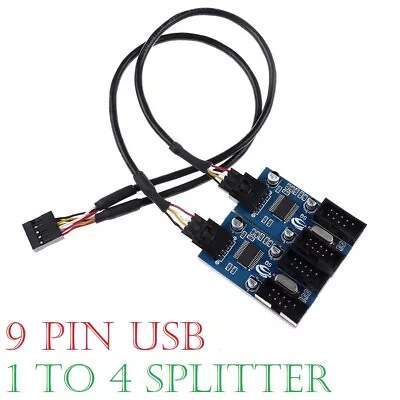 Motherboard USB 2.0 9 Pin Header 1 To 4 Splitter Port Multiplier Extension Cable • £7.98