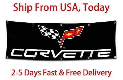 Chevrolet Corvette Racing Banner 2x8Ft Flag Chevy Car  Show Garage Wall Workshop • $14.97