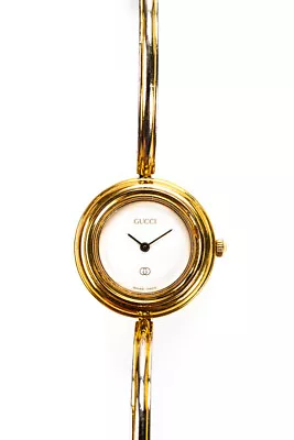 Gucci Womens Gold Tone 1100-L Interchangeable Bezel Vintage Small Round Watch • $149.99