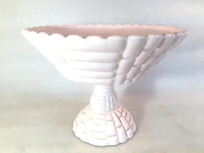 JEANNETTE Shell Pink Milk Glass LOUISA Footed Fruit Bowl/Compote 1950's • $28