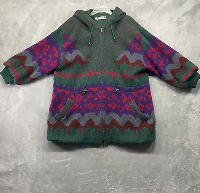 Icewear Sweater Medium Green Hooded Outdoors 100% Wool Vintage Made In Iceland • $74.99