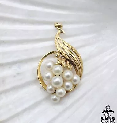 Mikimoto 14k Yellow Gold Cultured White Pearl Wreath Pendant • $201