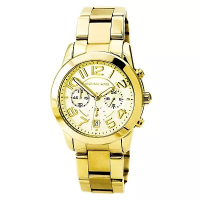 Michael Kors MK5726 Women's Mercer Chrono Gold Tone Steel Watch EUC • $112.99