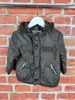 Baby Boys Coat Age 9-12 Months Cherokee Grey Light Quilted Zip Jacket Hood 80cm • £9.99