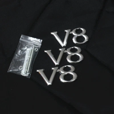 $18.98 • Buy Chrome Silver V8 Metal Grille Emblem + 2x Decal Badge Sticker 3D Twin Turbo Auto