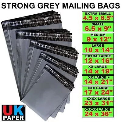 Grey Mailing Postage Bags Mixed Sizes Large Strong Poly Plastic Postal Self Seal • £800.99