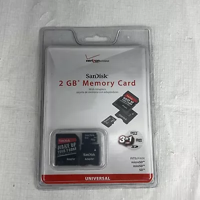 Sandisk 2GB Memory 3 In 1 MicroSD Card With Adapters Verizon Wireless NOS New • $13.99