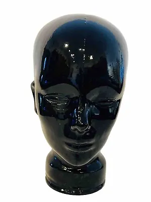 VTG Pier 1 Black Art Glass Mannequin Head Bust Wig Hat Display Made In Spain EVC • $40