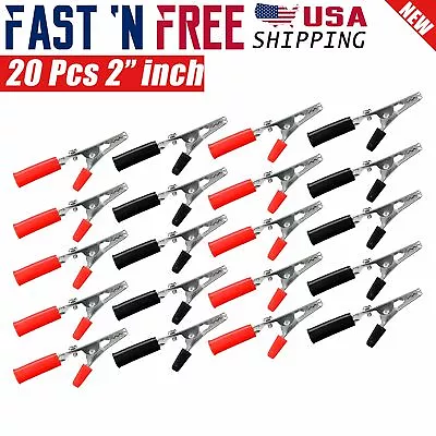 $6.99 • Buy 20 Pcs Electrical Test Clamps Metal Alligator Clips With Red & Black Handle Bulk