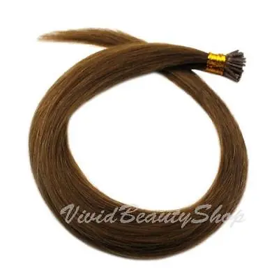 25 I Stick Tip Micro Beads Straight Remy Human Hair Extensions Golden Brown #10 • $35.99