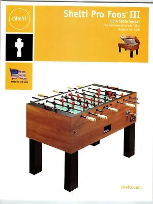 Shelti Pro Foos III Foosball Table Flyer Vintage Original Soccer Promo 8.5  X 11 • $21.25