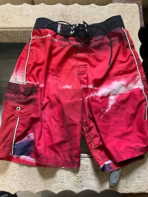 Vintage AARON CHANG BOARD SHORTS Size 31 Volleyball Surfing Red Vtg • $17.99