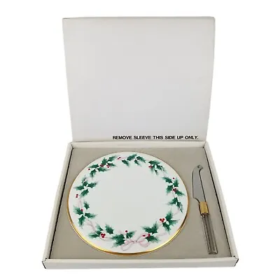 Mikasa RIBBON HOLLY Cheese Set - CAF03 - 248   Plate & Knife With Box • $24.47