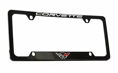 Corvette Wordmark With C5 Logo Black Coated Zinc Metal License Plate Frame • $43.95