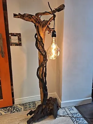 Unique Irish Sustainable Bog Oak Lime Tree And Ivy Driftwood 4.7 Ft Lamp. • £850