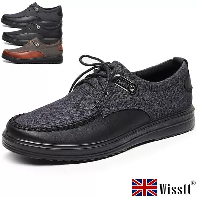 £19.99 • Buy Mens Leather Lace Up Loafers Casual Moccasin Formal Boat Deck Driving Shoes Size