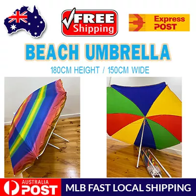 Beach Umbrella 180cm Adjustable Height Width 150CM Large Sunshade Outdoor AU • $65.42