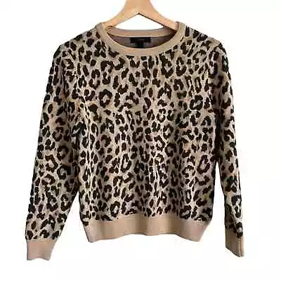J. Crew Womens XS Sweater Merino Wool Crewneck Leopard Sz XS • $19.60