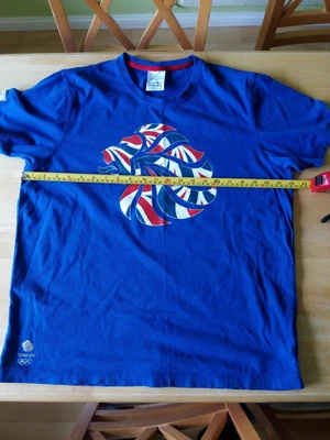 £6 • Buy LARGE 2012 London Olympics T Shirt Blue Union Jack Lion TEAM GB ADIDAS Staff