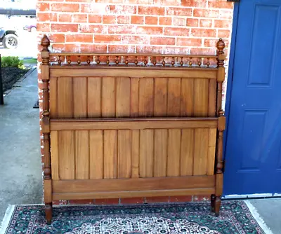 French Antique Carved Walnut Full Size Bed W. Rails • $1450