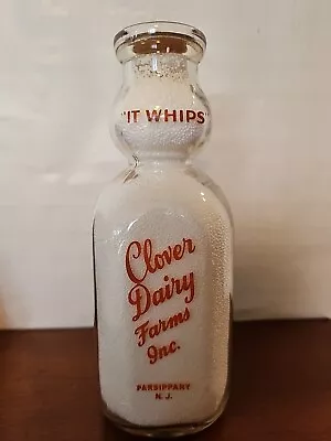 Cream Top Pyro Quart Milk Bottle Clover Dairy Farms INC Parsippany NJ New Jersey • $45