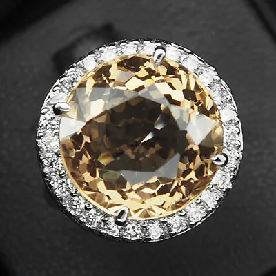 Morganite Peach Orange Round 11 Ct. Sapp 925 Sterling Silver Ring Size 6.75 • $24.99