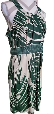 BCBG MaxAzria Green Patterned Knee Length Sleeveless Spring Dress Sz Large • $20