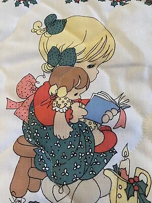 2 Precious Moments Quilted Christmas Stockings Fabric Panel Boy & Girl Doll Vtg • $15