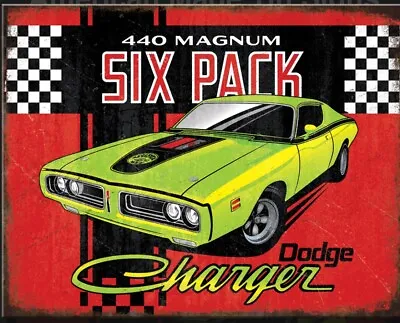Dodge Charger 440 Six Pack Metal Sign Mopar Home Garage Bar Wall Decor #2835 • $19.90
